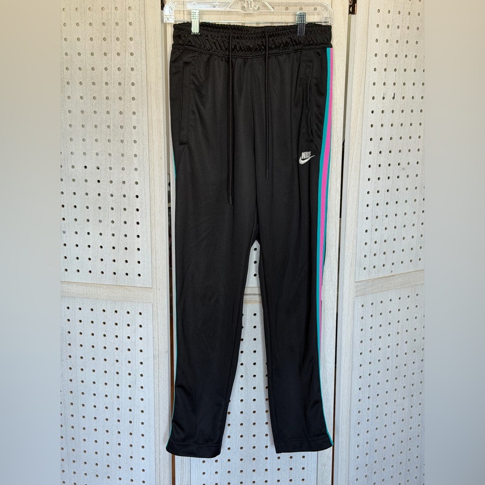 Nike Men’s Black Joggers with Blue and Pink Accents